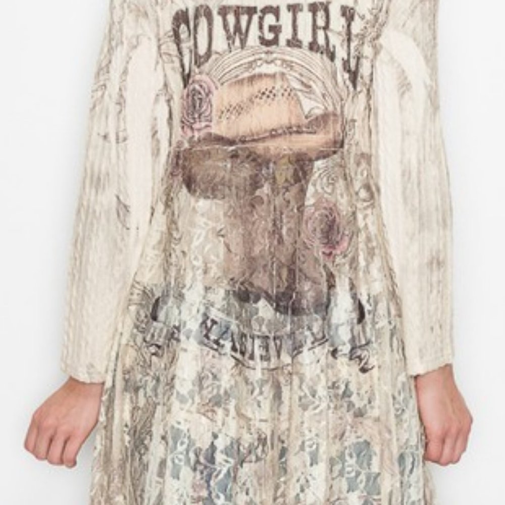 NEW COWBOY HAT CARDIGAN COWGIRL TUFF LACE DUSTER western bohemian sweater SM-3XL - Picture 8 of 8